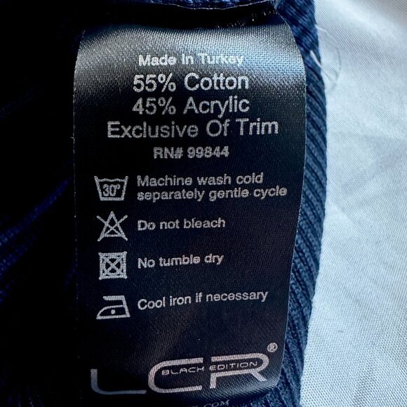 LCR Mens Ribbed Sweater Navy Blue Colorblock Slim Fit Shawl Collar Various Sizes - Picture 10 of 16